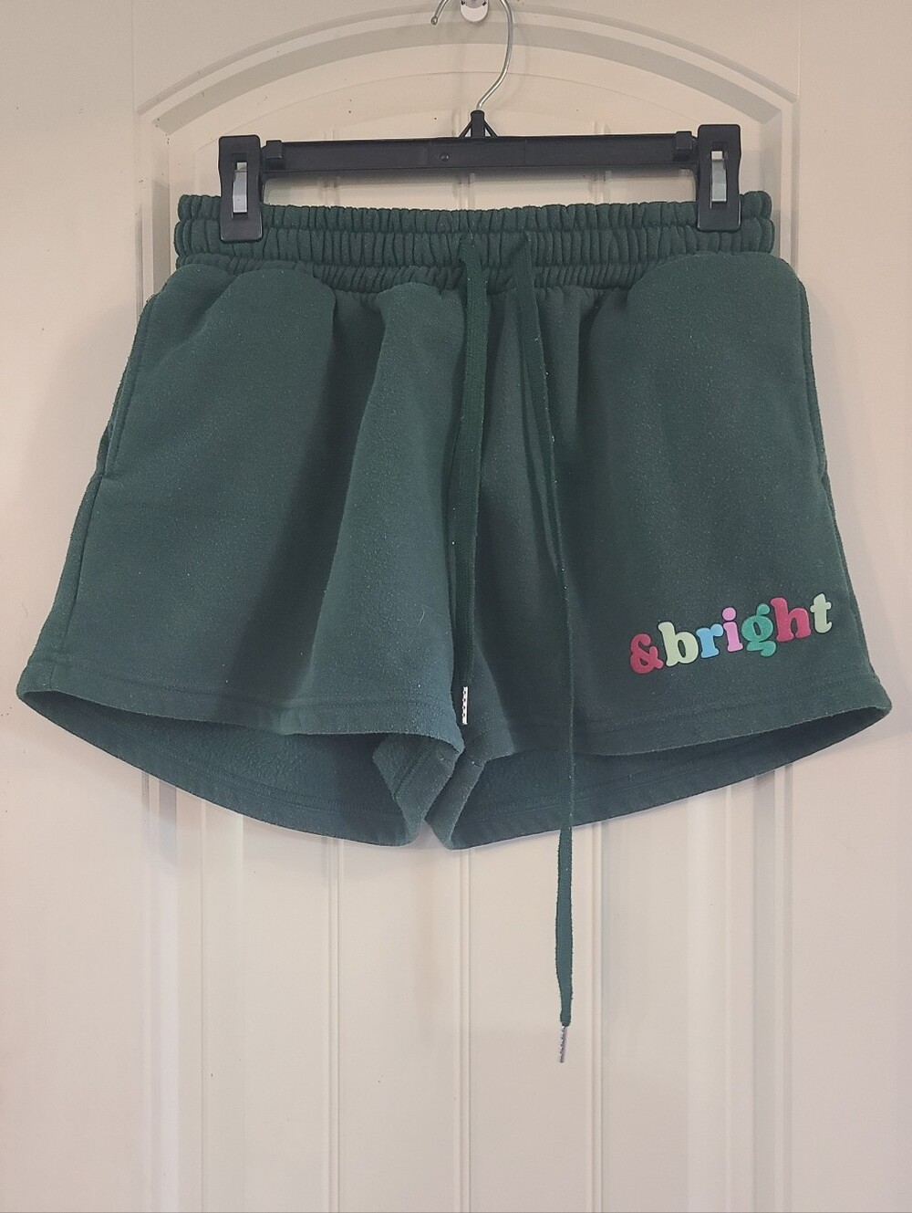 "&bright" Forest Green Lounge Fleece Shorts with Drawstring Size M